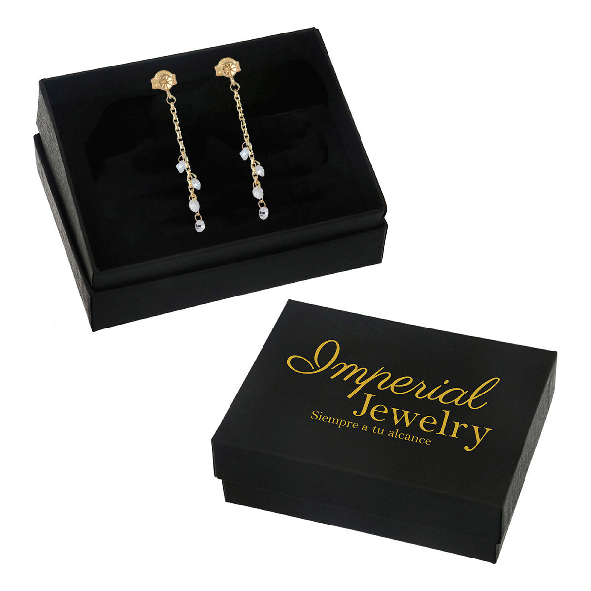 14k Gold Women's Earrings, 42mm With Zirconia Stone