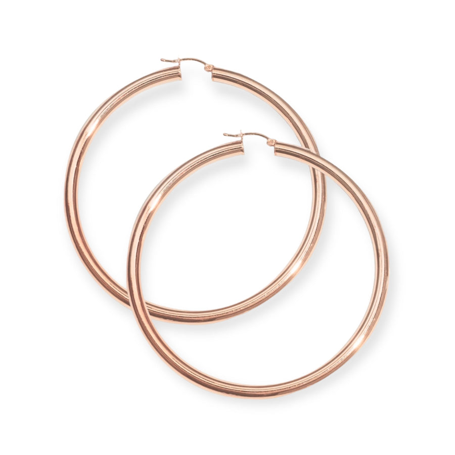 3" Rounded Hoops, 18K Rose Gold Plated Sterling Silver