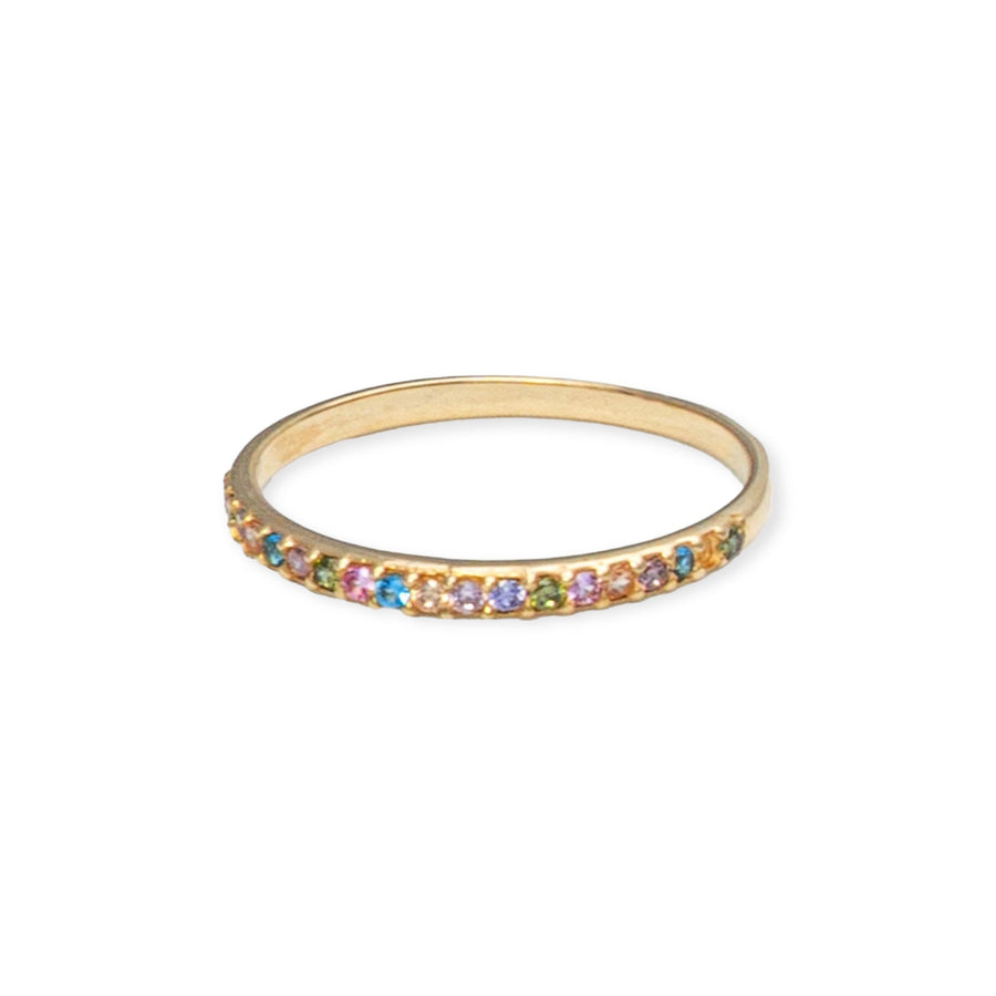 1 Row 18K Gold-Plated Simulated Diamond Ring in Multi Color