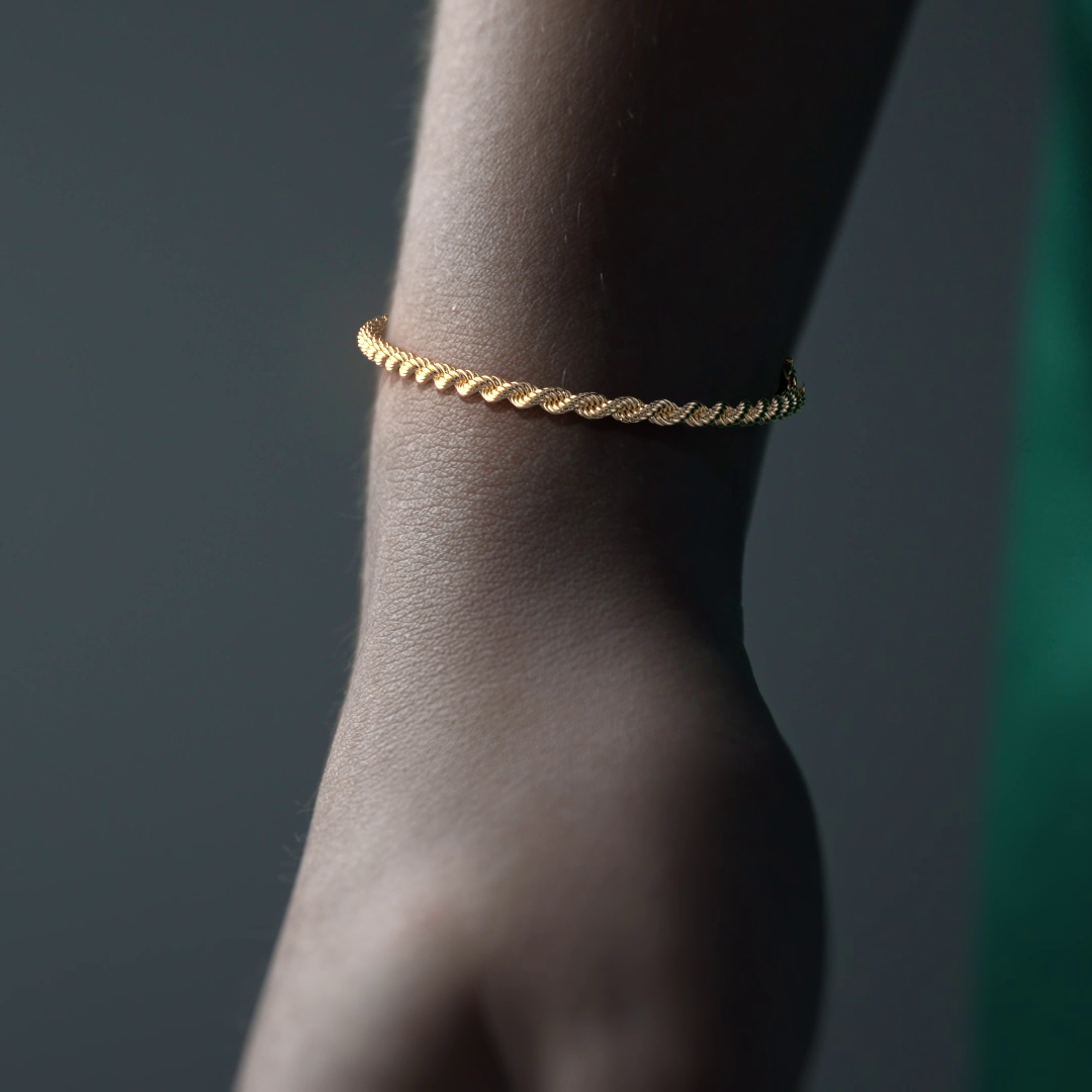 10K Gold Italian Rope Chain Bracelet | Elegant Fine Jewelry Bracelet