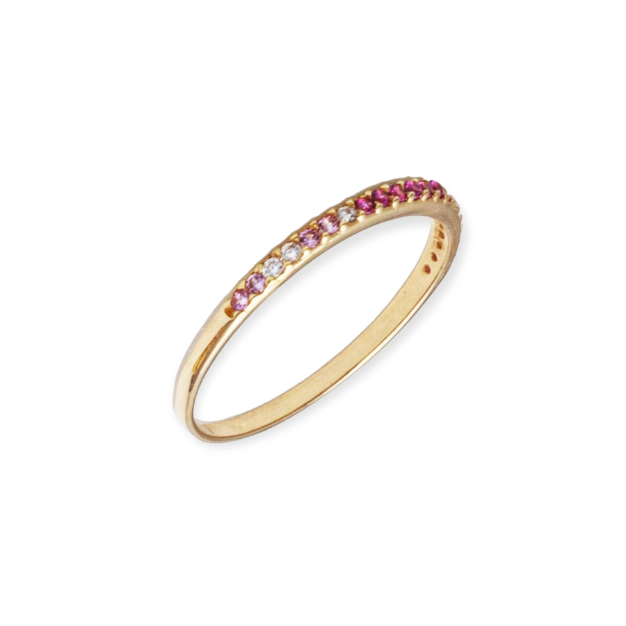 1 Row 18K Gold-Plated Simulated Diamond Ring in Pink Blush