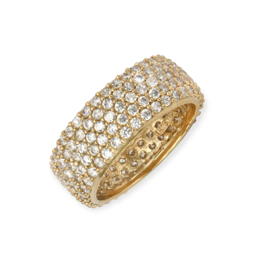 Sterling Silver 18K Gold Plated 5 Row Simulated Diamond Ring