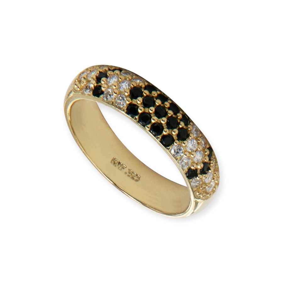 3 Row Bold 18K Gold-Plated Simulated Diamond Ring in Night