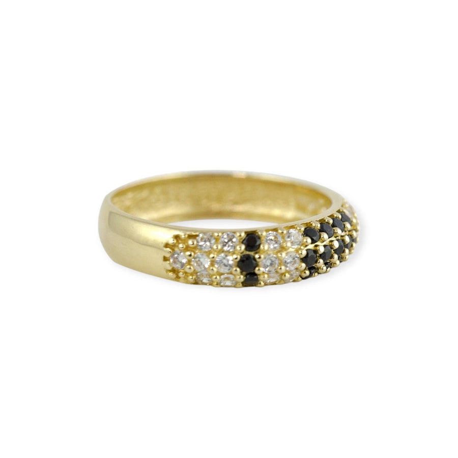 3 Row Bold 18K Gold-Plated Simulated Diamond Ring in Night
