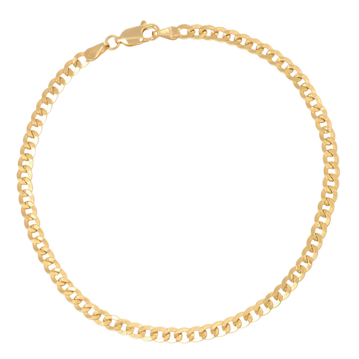 Italian Hollow Cuban Bracelet 10K 3.5mm, 21.5 cm