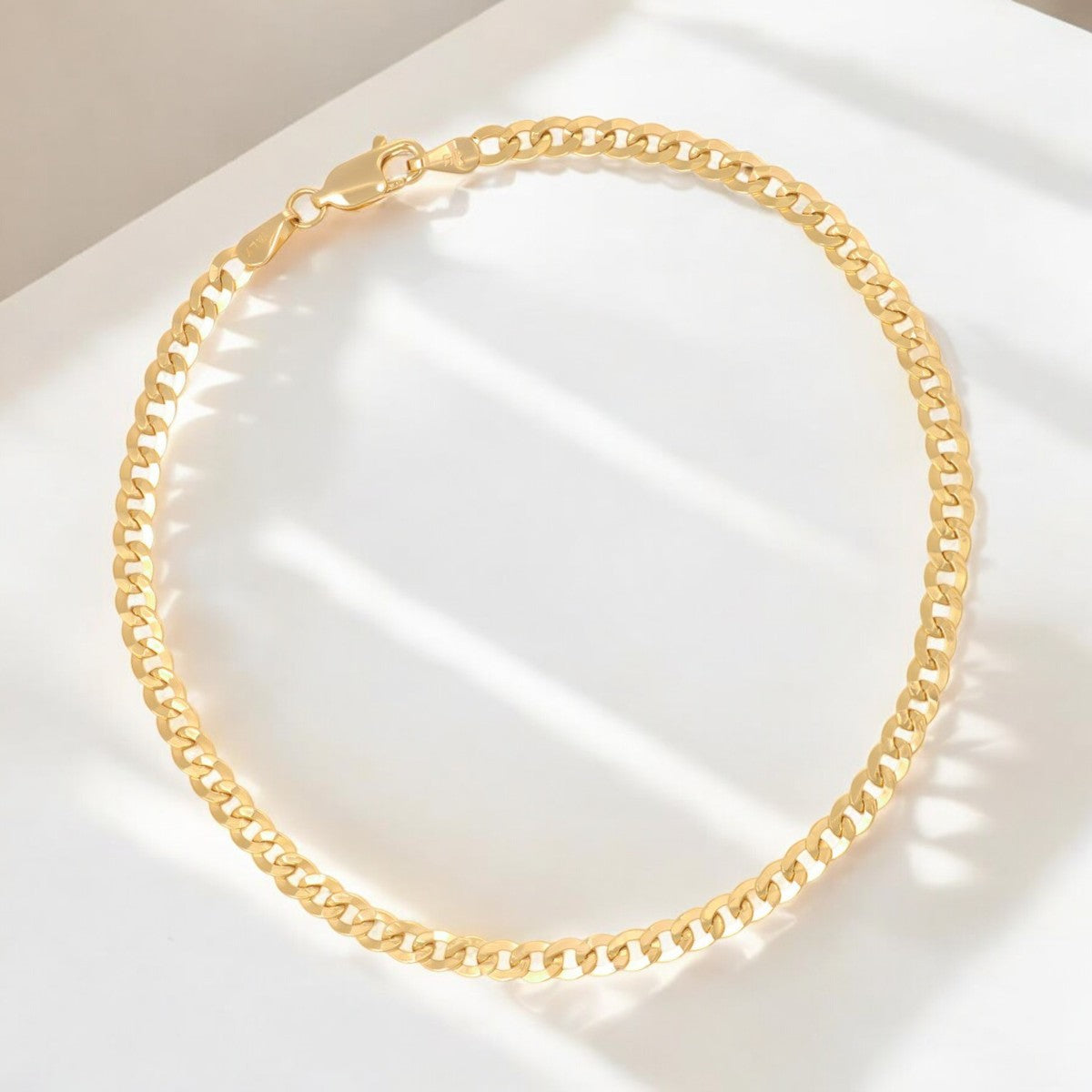 Italian Hollow Cuban Bracelet 10K 3.5mm, 21.5 cm