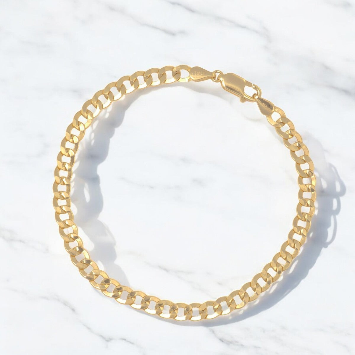 10k Hollow Italian Cuban Bracelet 4.5mm, 18.5cm
