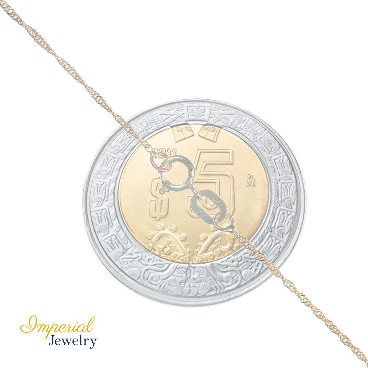 Women's 14k Gold Necklace with Stone, 45 cm, 1mm
