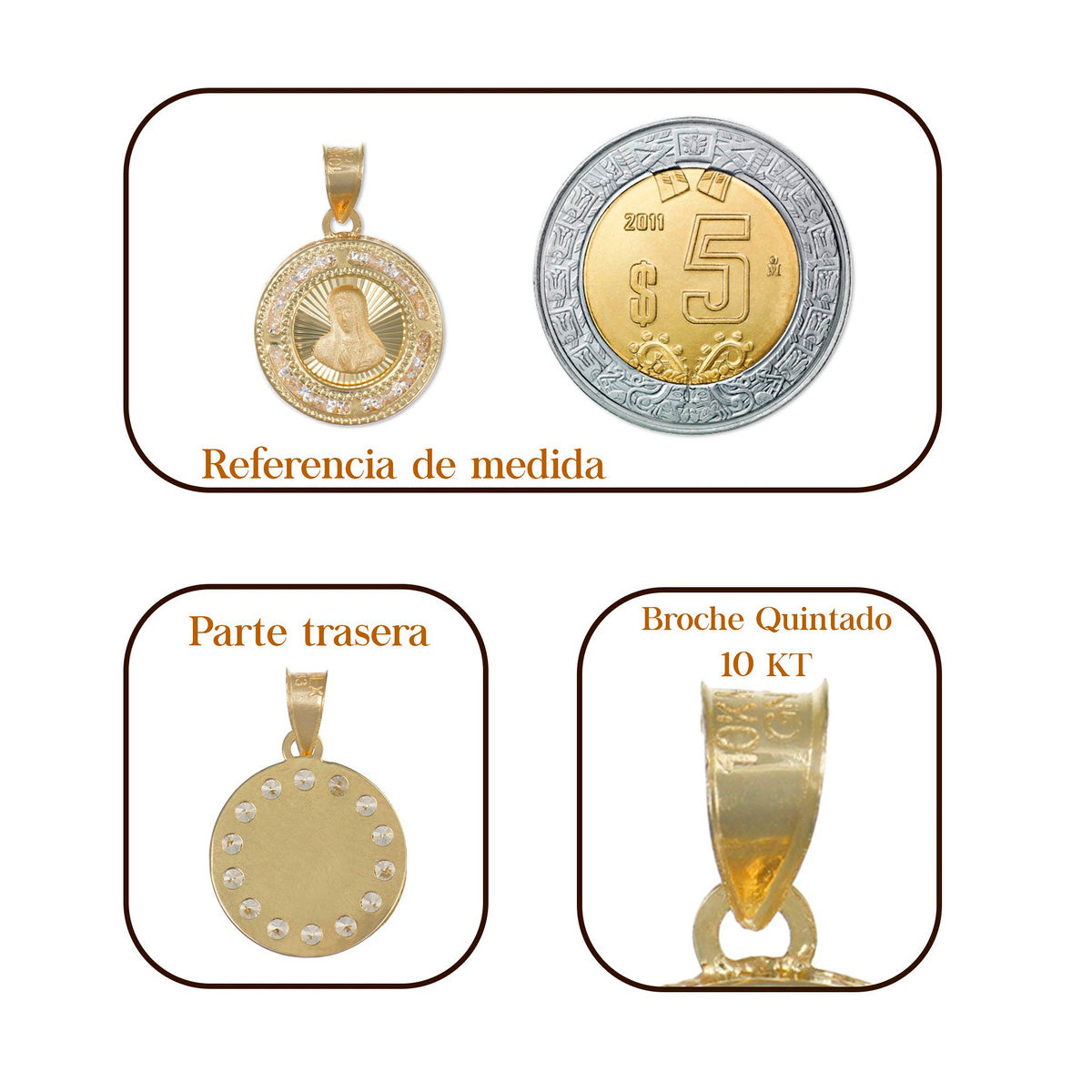 10k Gold Medal National Virgin Mary Face Pendant