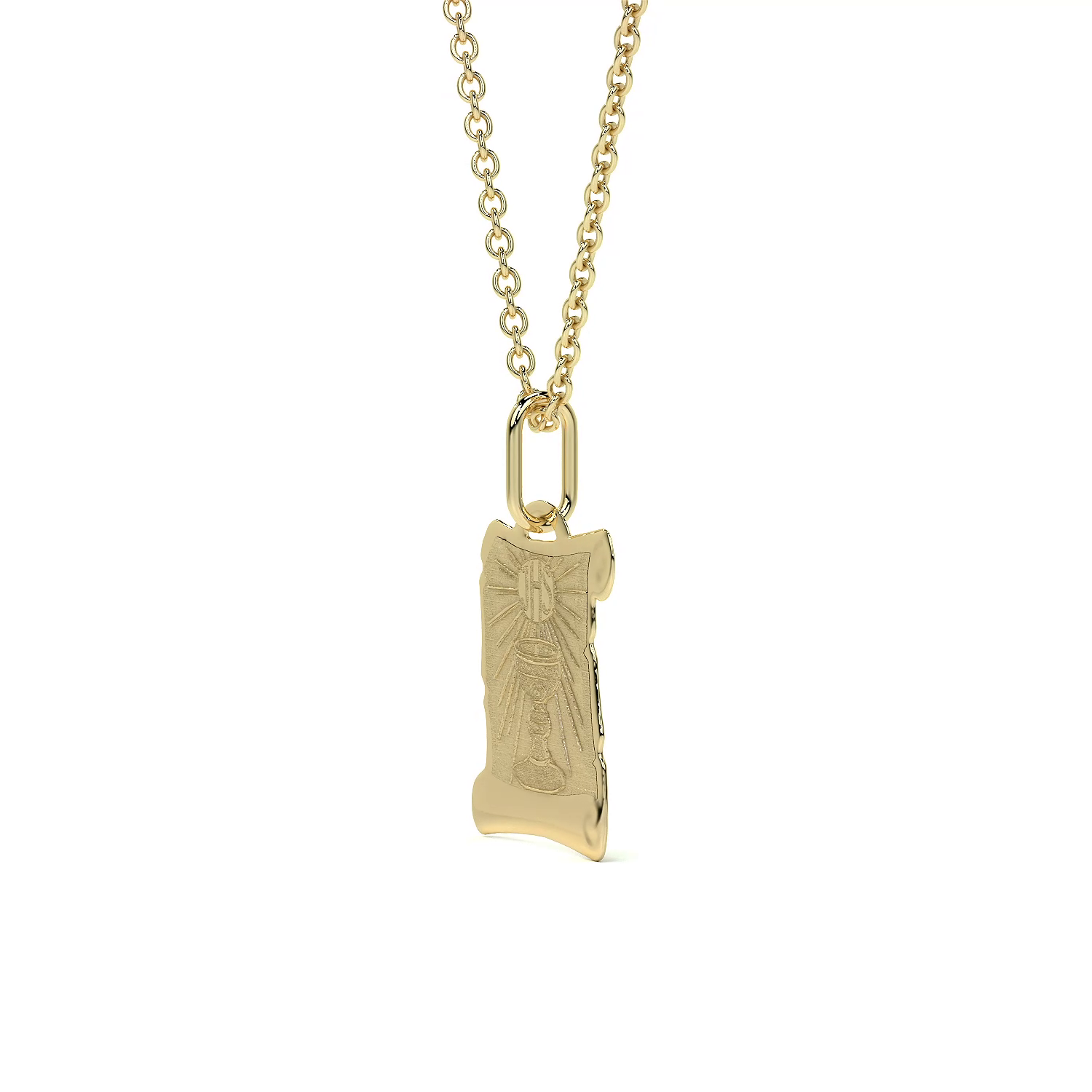 10K Gold Religious Holy Chalice Medal Charm | 12mm Italian Gold Charm | Fine Jewelry