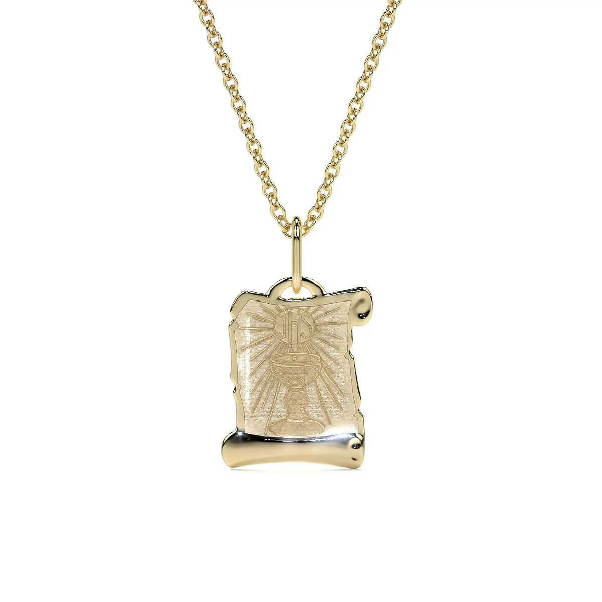 14K Gold Religious Holy Chalice Pendant | 12mm Italian Gold Pendant | Fine Jewelry