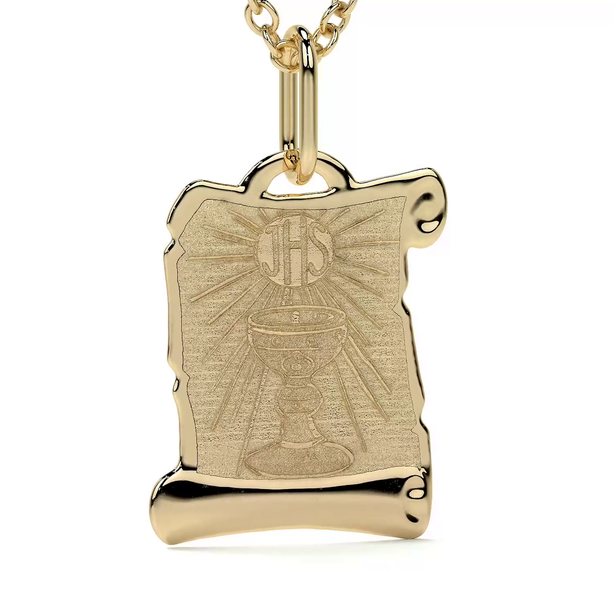 14K Gold Religious Holy Chalice Pendant | 12mm Italian Gold Pendant | Fine Jewelry
