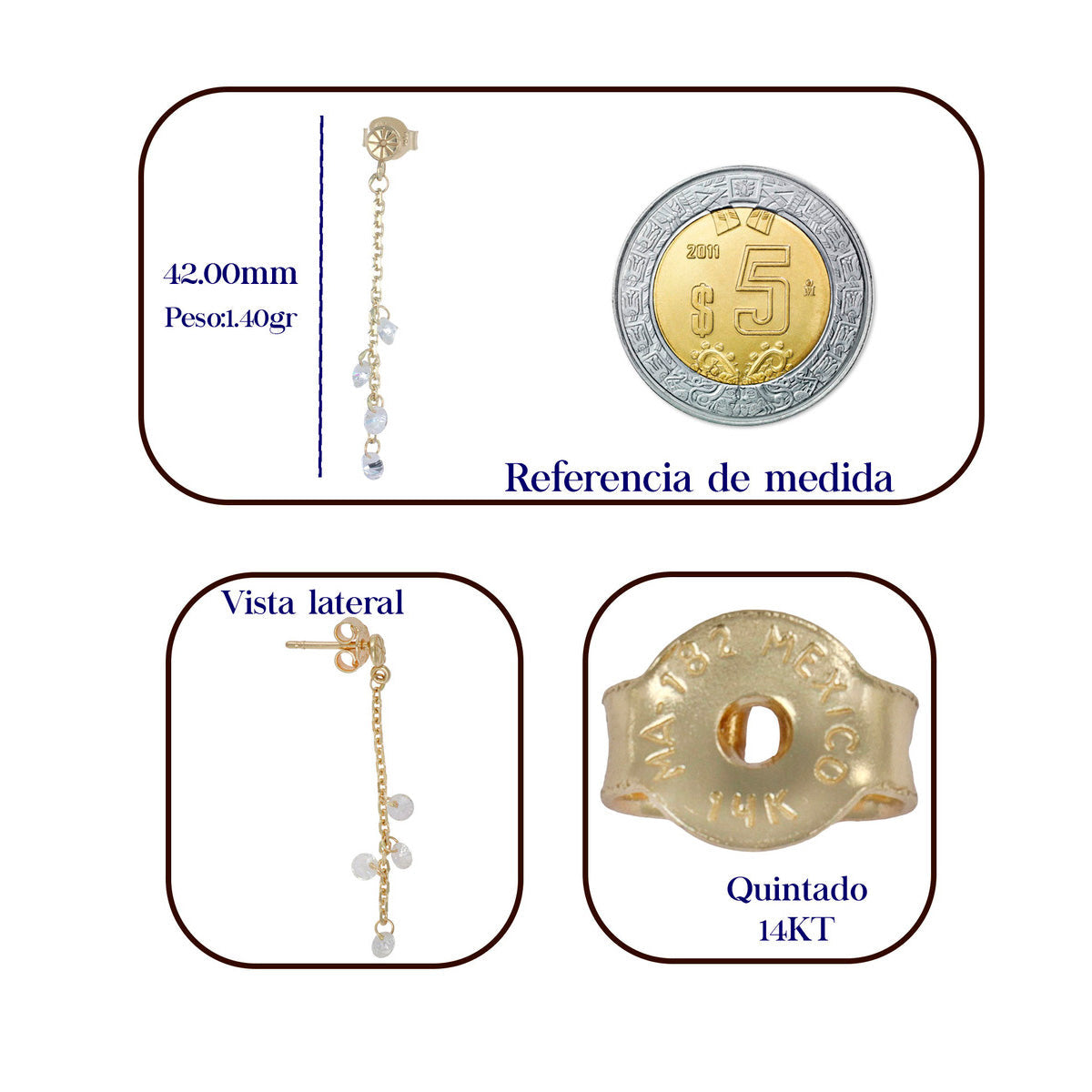 Women's 14k Gold Chain, Bracelet, and Earring Set