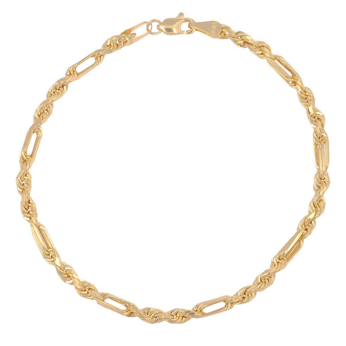10K 3x1 Italian Milano Bracelet 3.6mm, 21.5cm