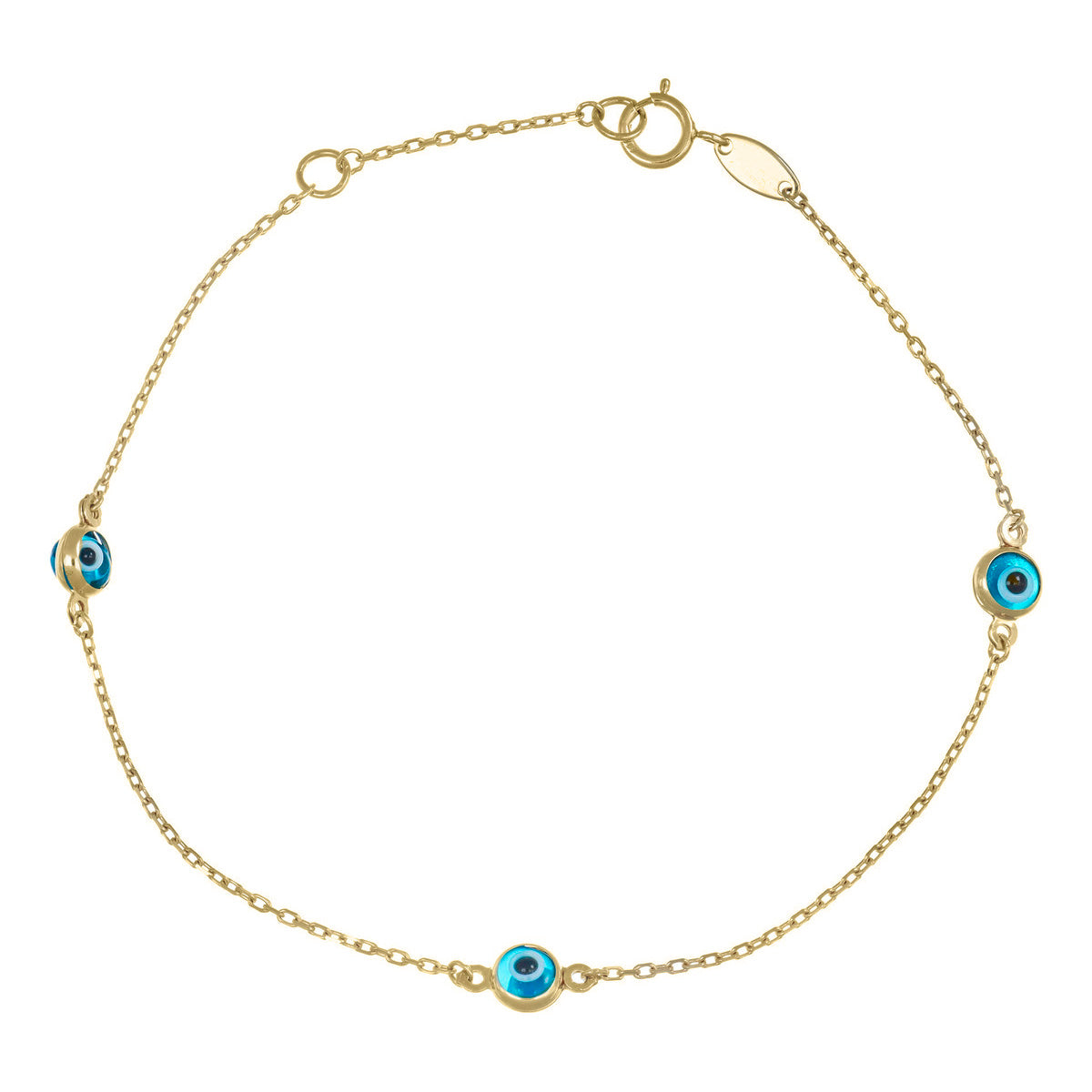 10k Turkish Evil Eye Bracelet 0.6mm, 18cm