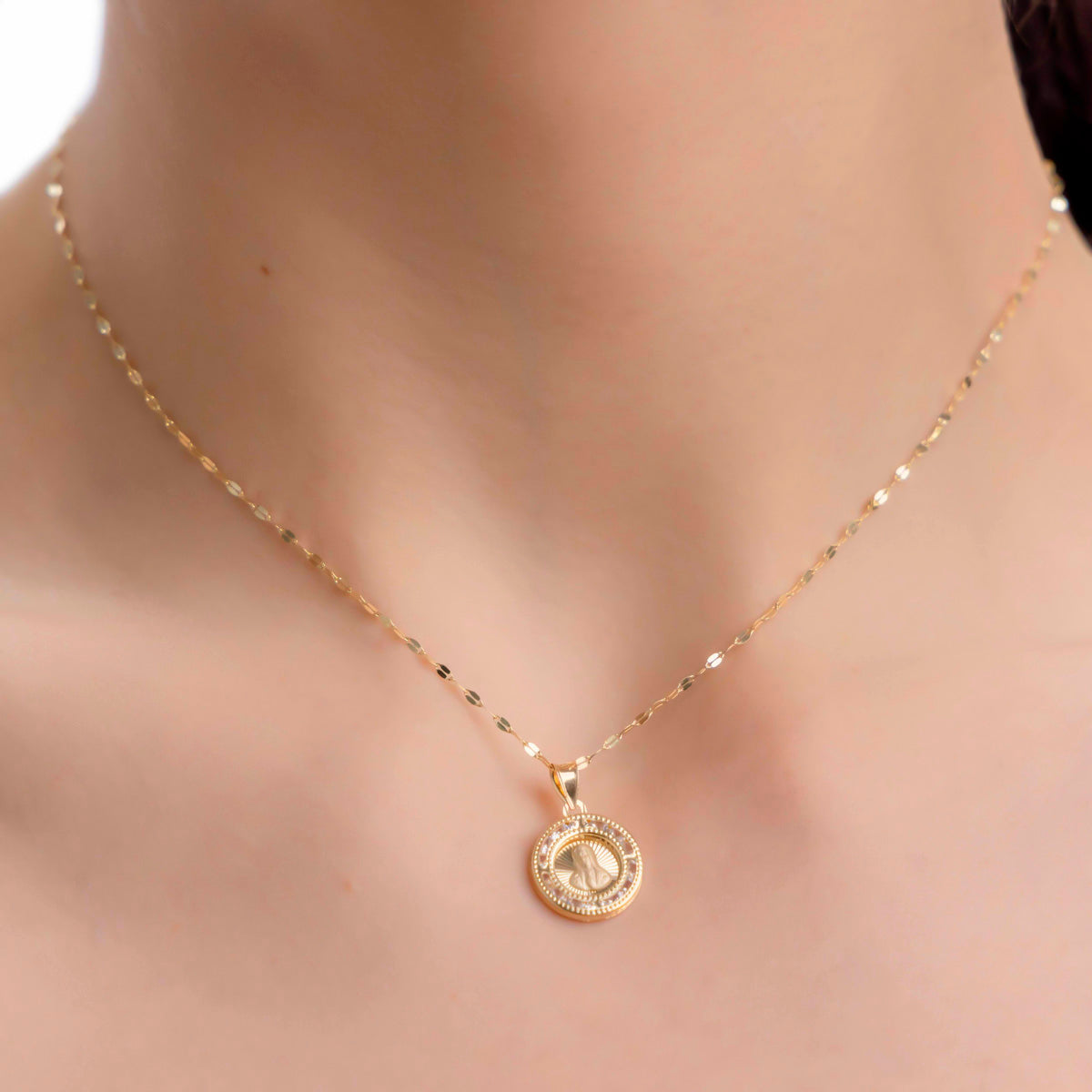 10k Gold Medal National Virgin Mary Face Pendant