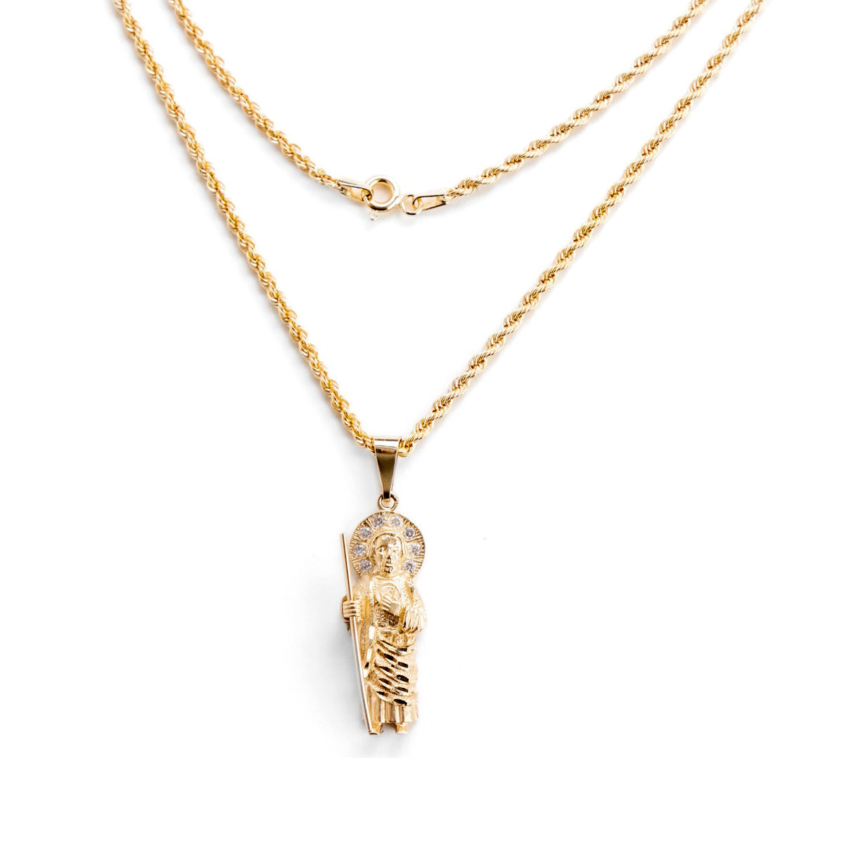 10k Gold Saint Jude with Zirconia Stone
