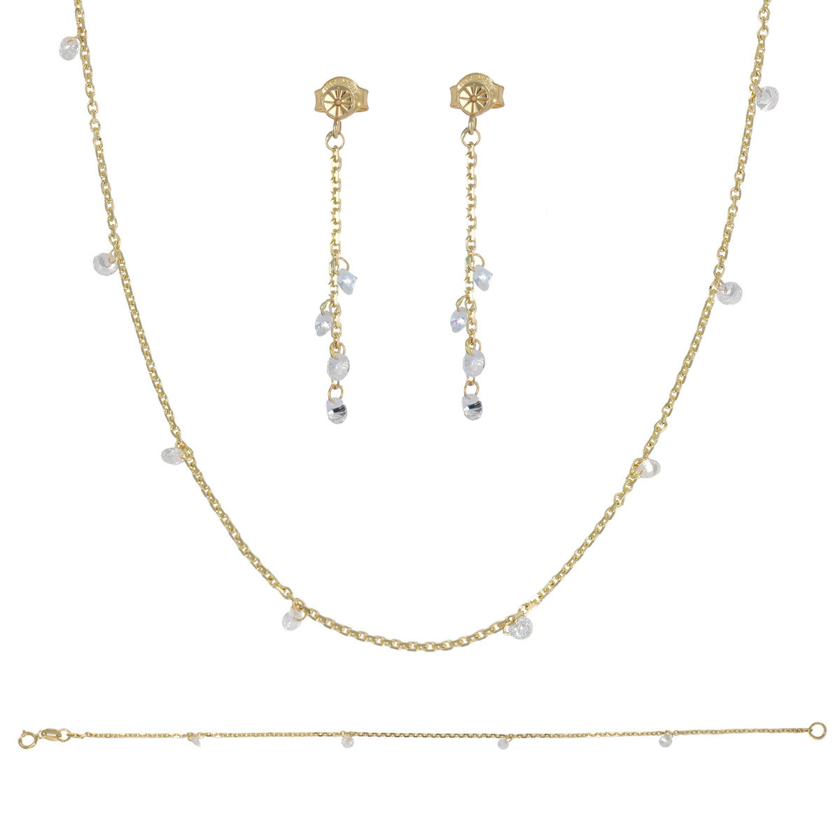 14k Gold Women's Earrings, 42mm With Zirconia Stone