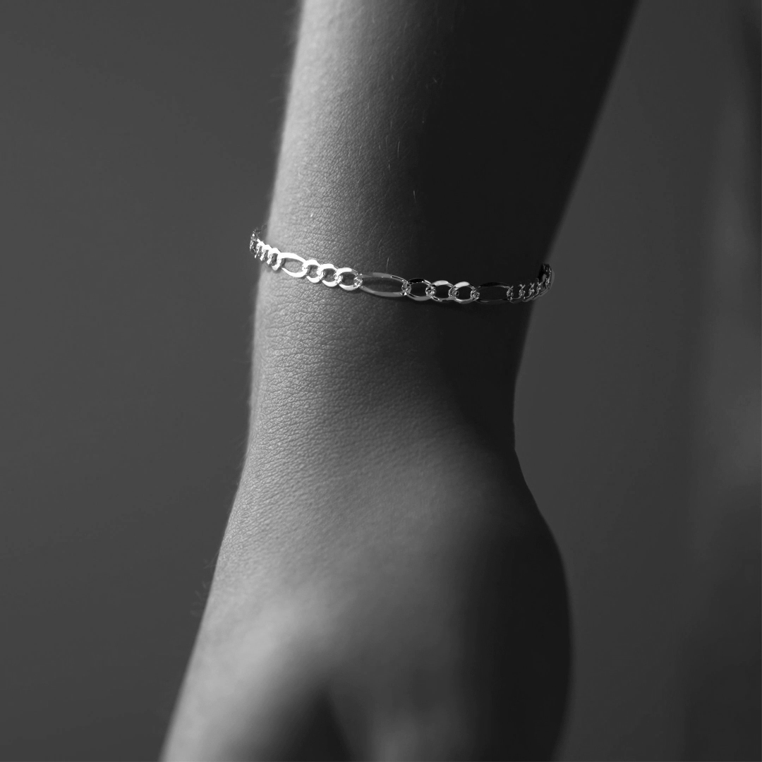 925 Sterling Silver Figaro 3+1 Bracelet, 21 cm, 2.5 mm Gauge