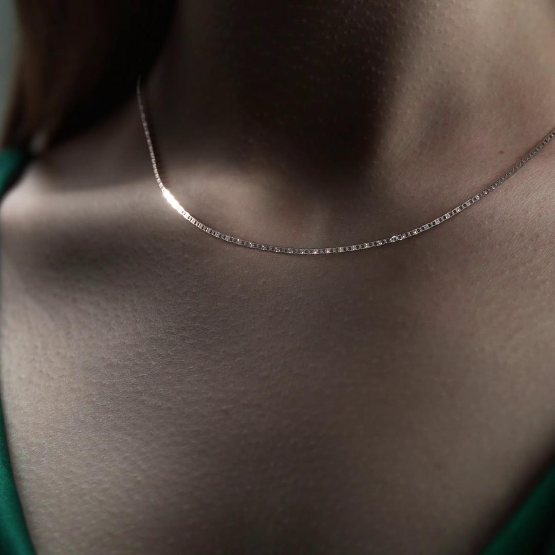 14K Gold Valentino Chain 45cm | Italian Gold Necklace with Spring Ring Clasp | Fine Jewelry