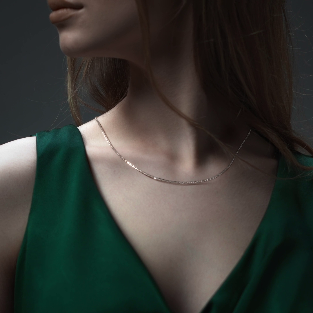 14K Gold Valentino Chain 45cm | Italian Gold Necklace with Spring Ring Clasp | Fine Jewelry