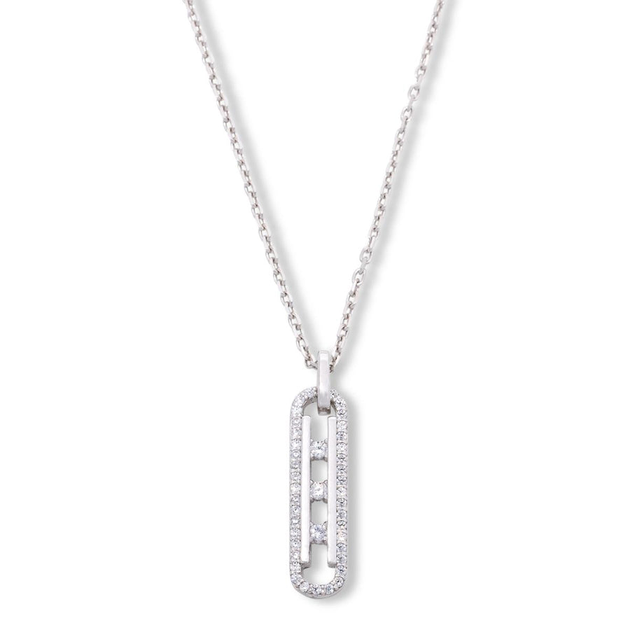 Pavé Paperclip Drop Necklace