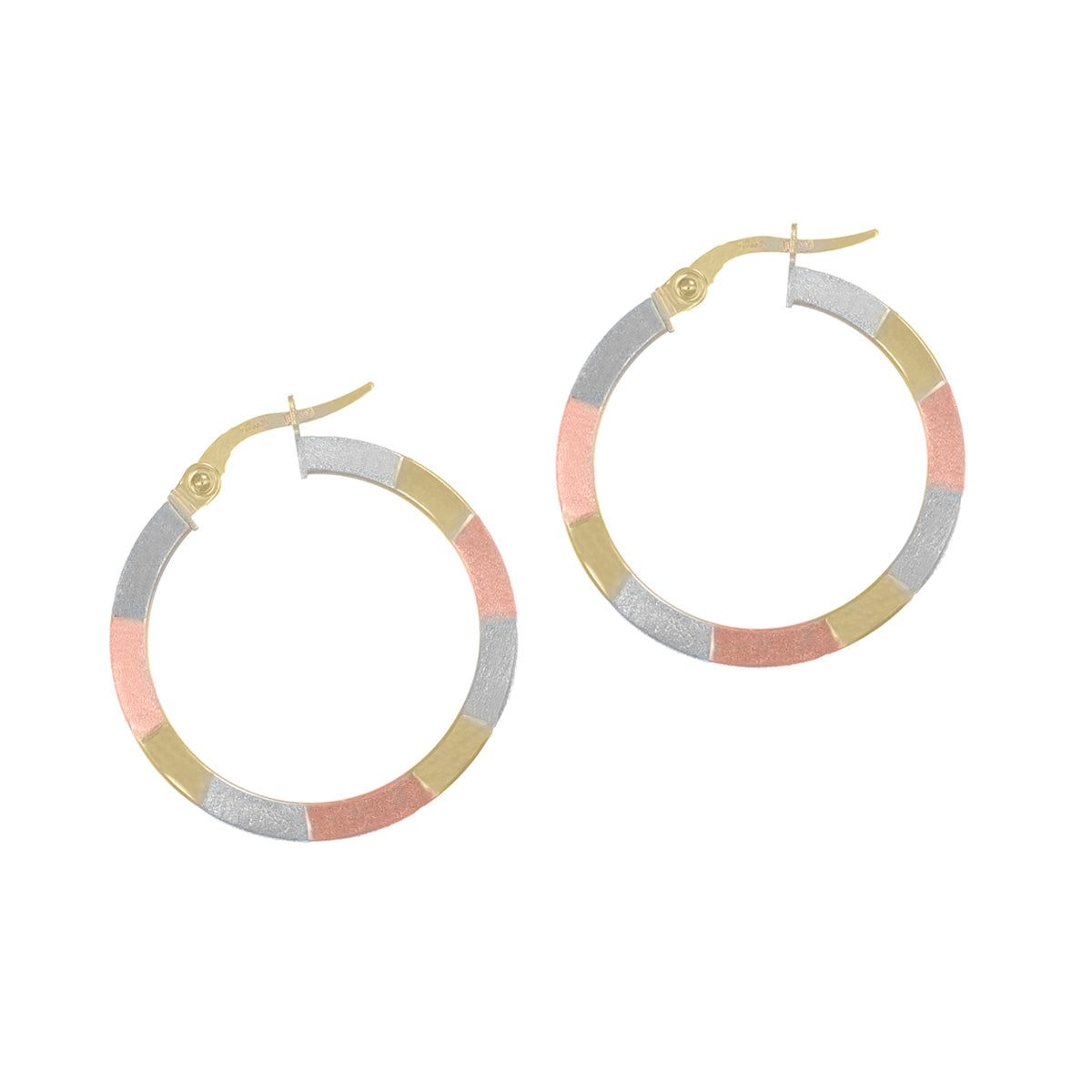 10k Tri-Color Gold Rectangular Hoop Earring