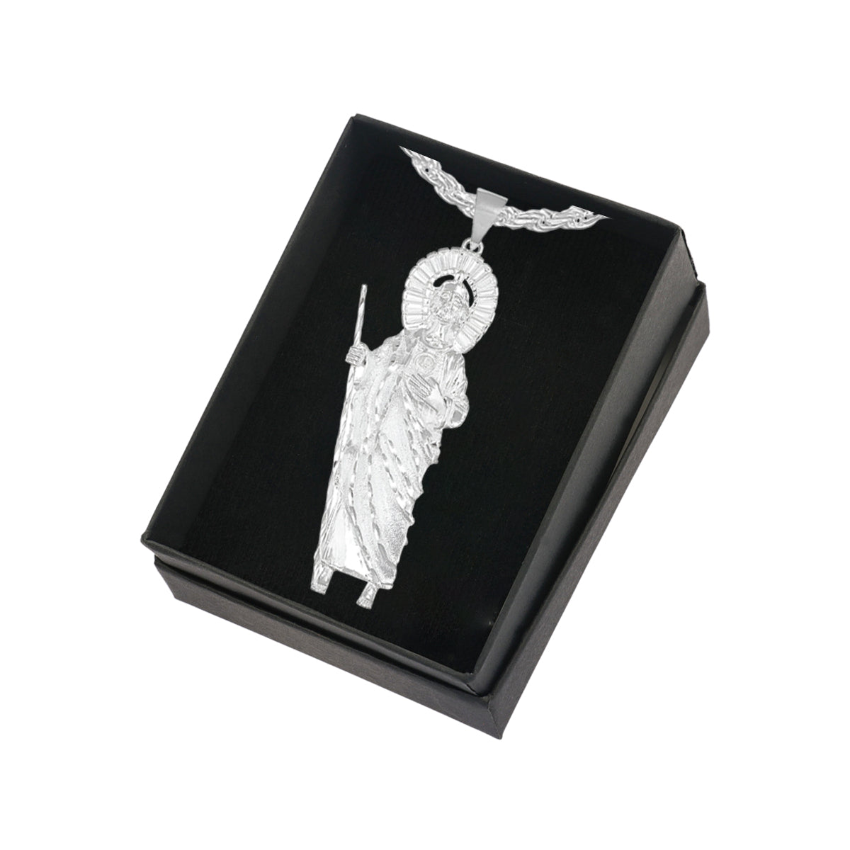 925 Silver Necklace with Saint Jude Charm and Italian Chain