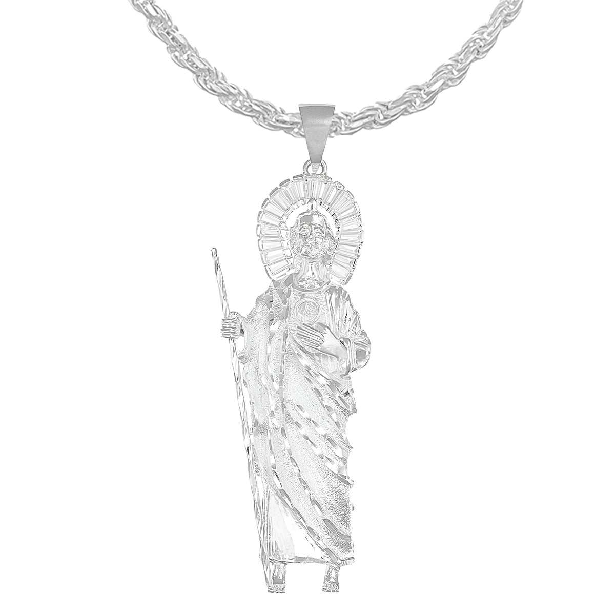 925 Silver Necklace with Saint Jude Charm and Italian Chain