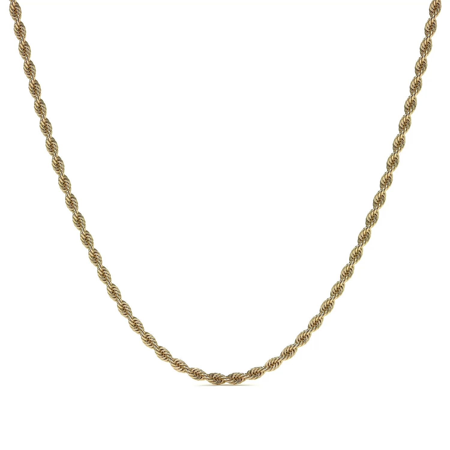 14k Italian Gold Hollow Rope Chain, 3.2mm Gauge