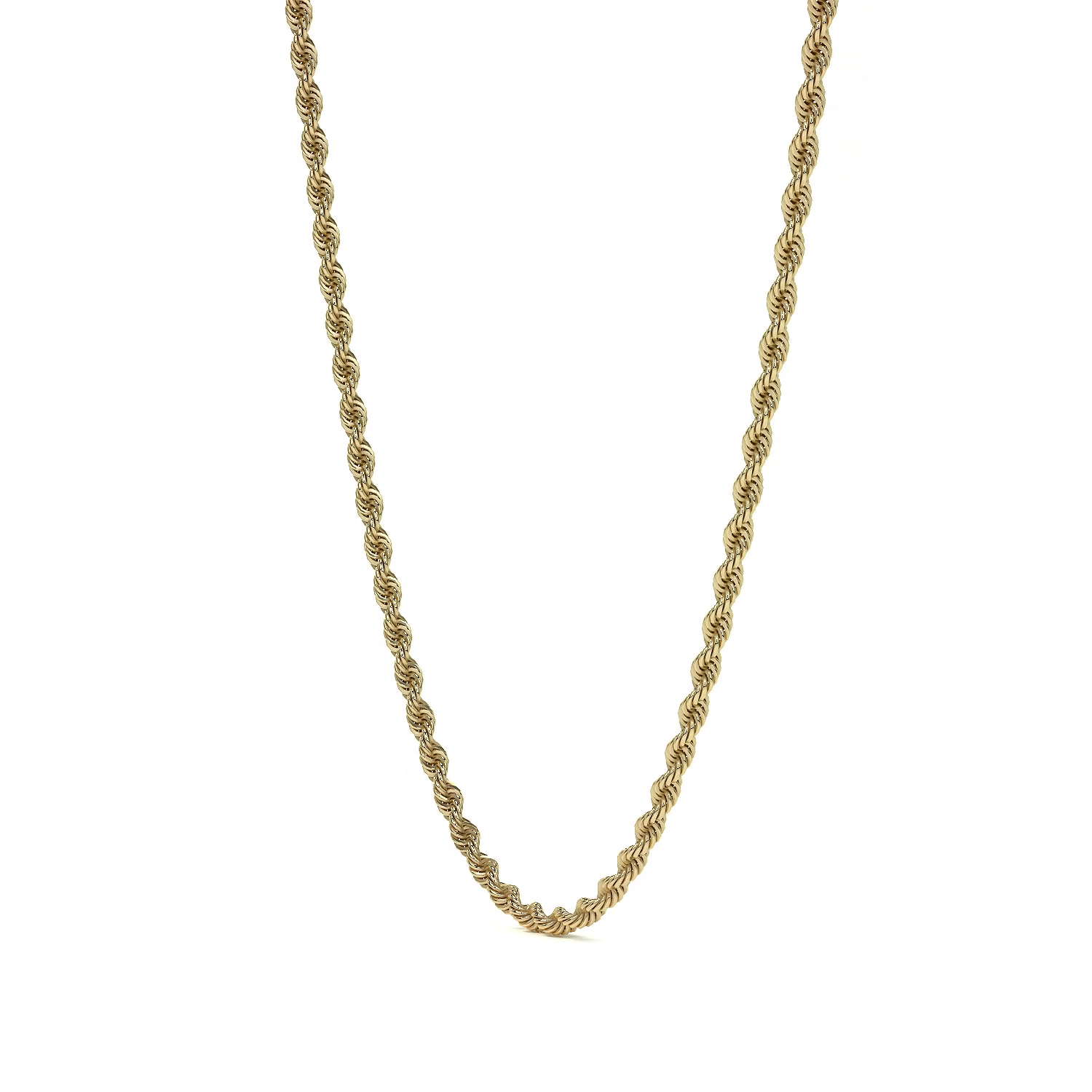 14k Italian Gold Hollow Rope Chain, 3.2mm Gauge