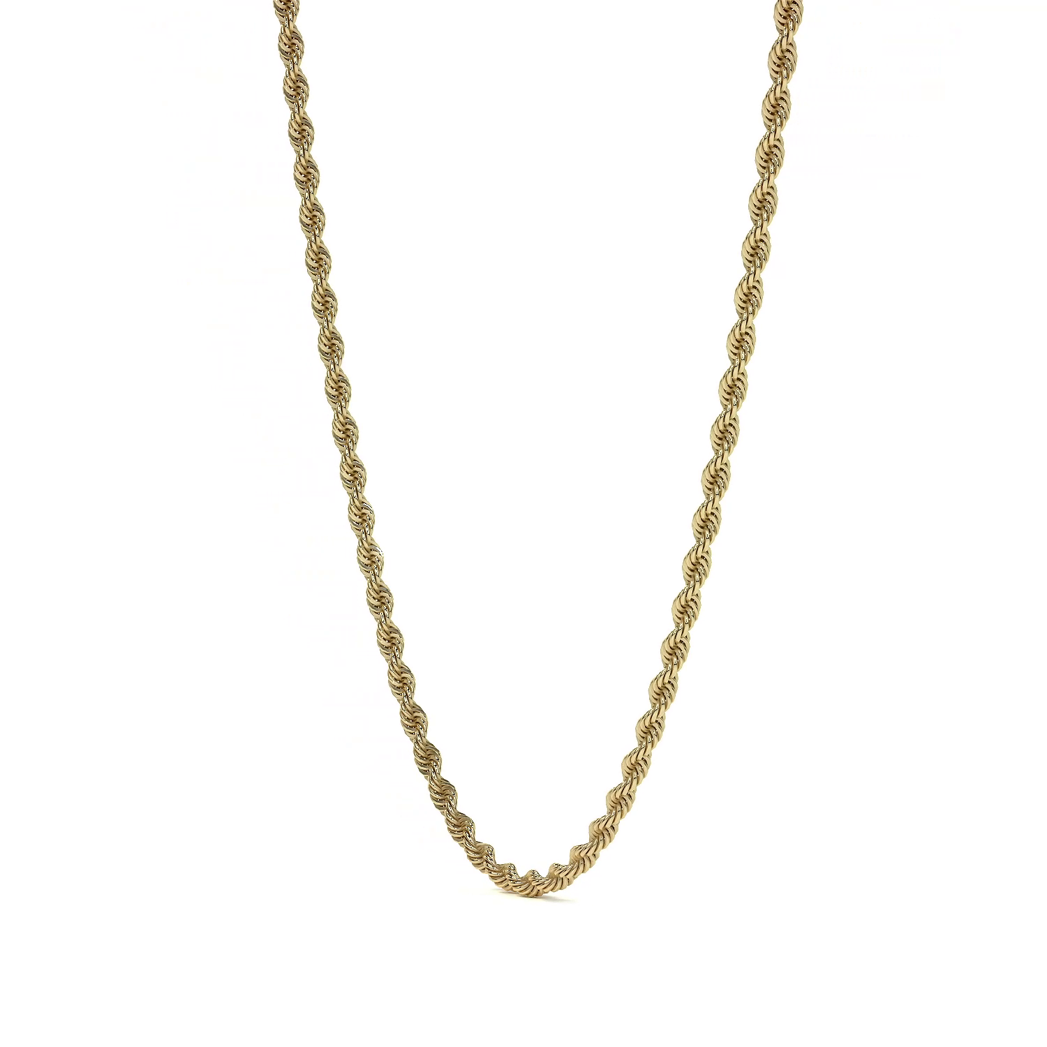 14k Italian Gold Hollow Rope Chain, 3.2mm Gauge