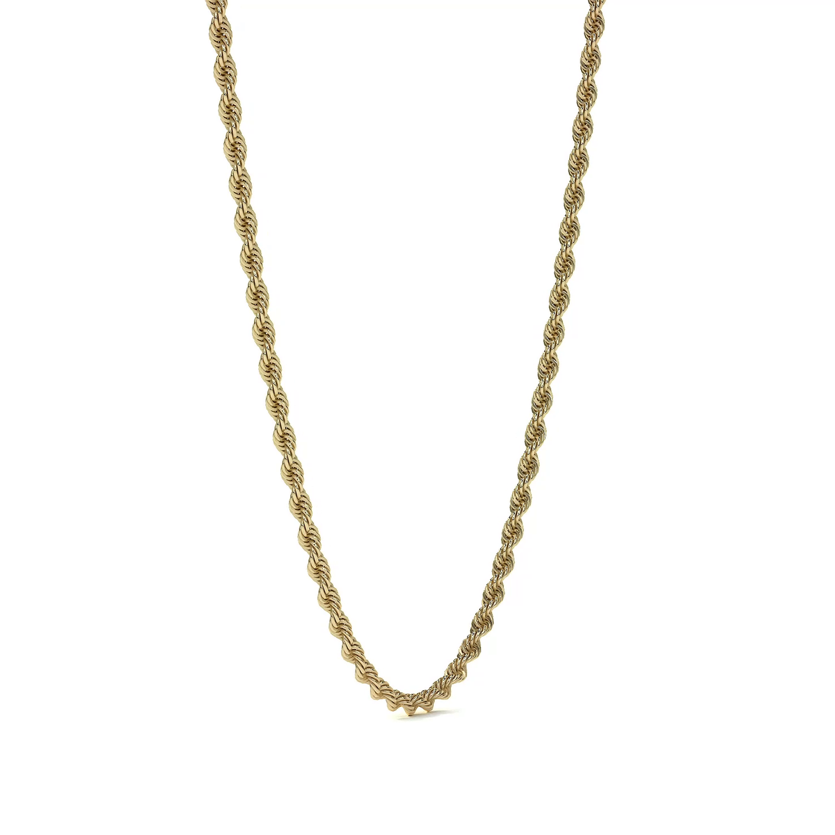 14k Italian Gold Hollow Rope Chain, 3.2mm Gauge