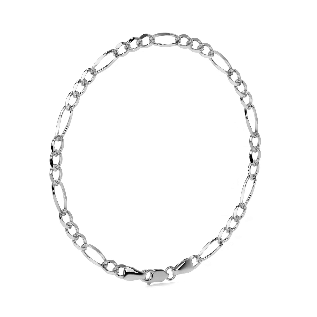 925 Sterling Silver Figaro 3+1 Bracelet, 21 cm, 2.5 mm Gauge