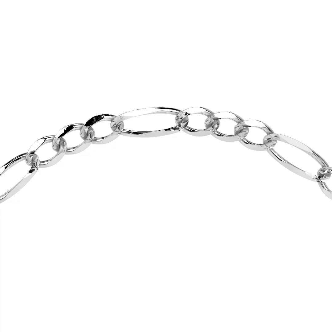 925 Sterling Silver Figaro 3+1 Bracelet, 21 cm, 2.5 mm Gauge