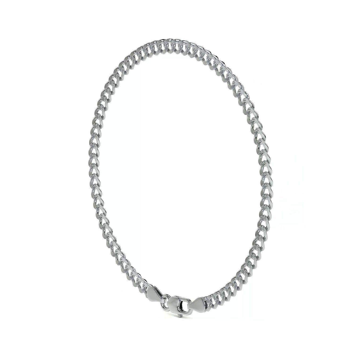 Italian Sterling Silver 925 Curb Chain Bracelet, 21cm, 4.1mm