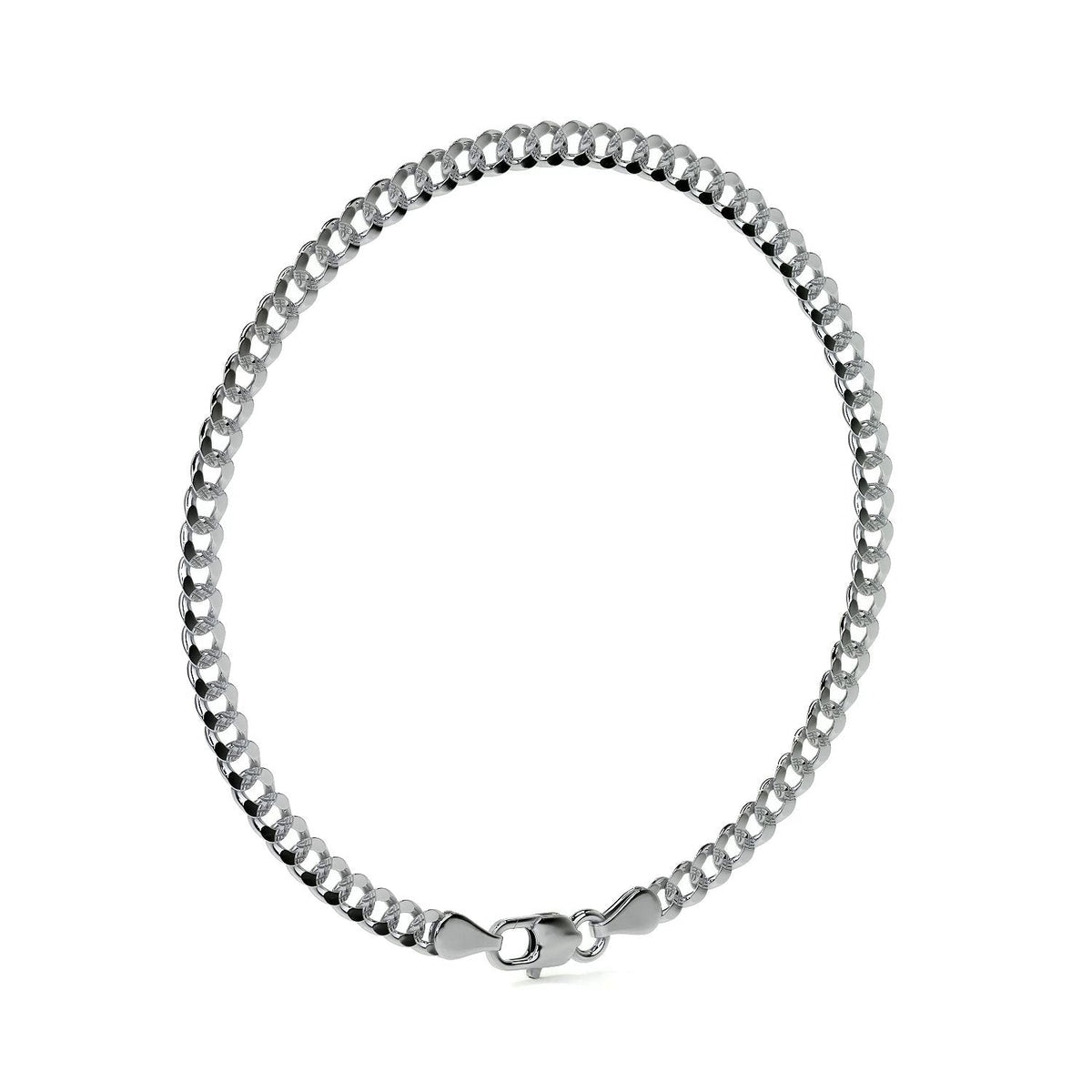 925 Sterling Silver Barb Chain Bracelet 18cm, 3.2mm Gauge, Italian