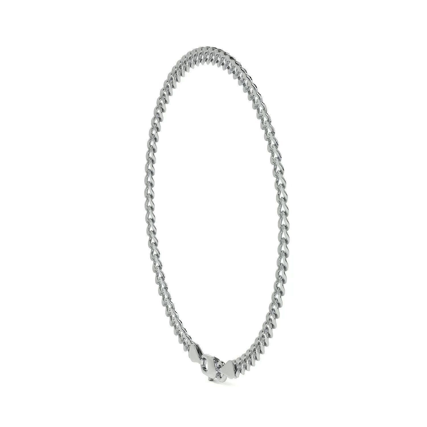 925 Sterling Silver Barb Chain Bracelet 18cm, 3.2mm Gauge, Italian