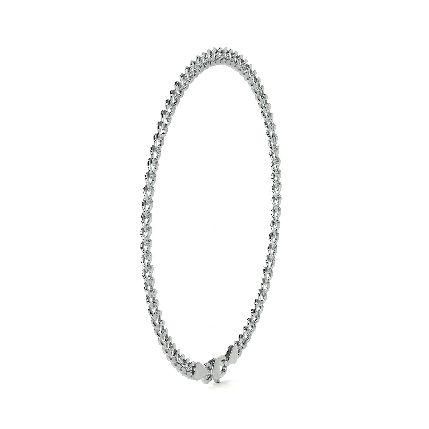 925 Sterling Silver Barb Chain Bracelet 18cm, 3.2mm Gauge, Italian