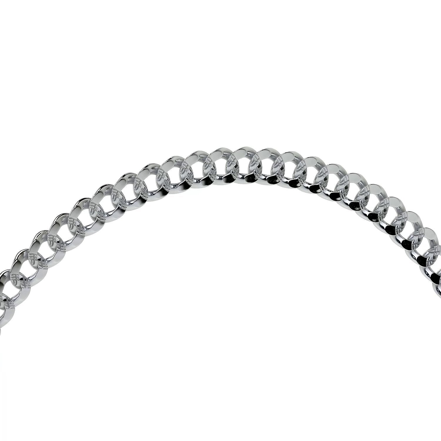 Italian Sterling Silver 925 Curb Chain Bracelet, 21cm, 4.1mm