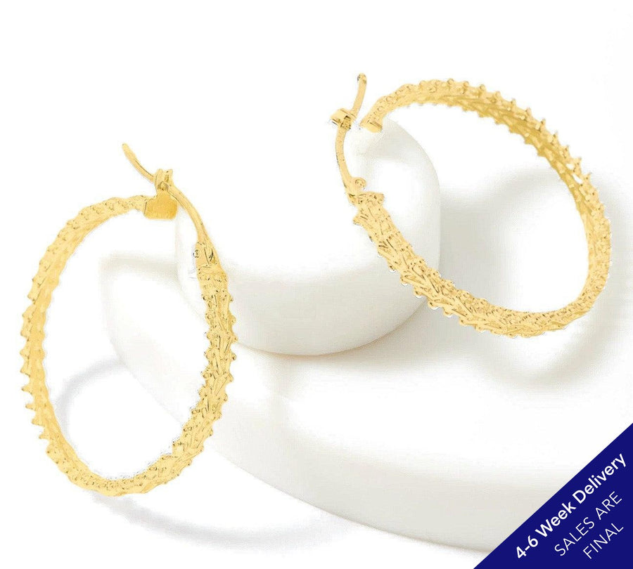Imperial Gold Two-Row Wheat 1” Hoop Earrings | CUSTOM MADE TO ORDER