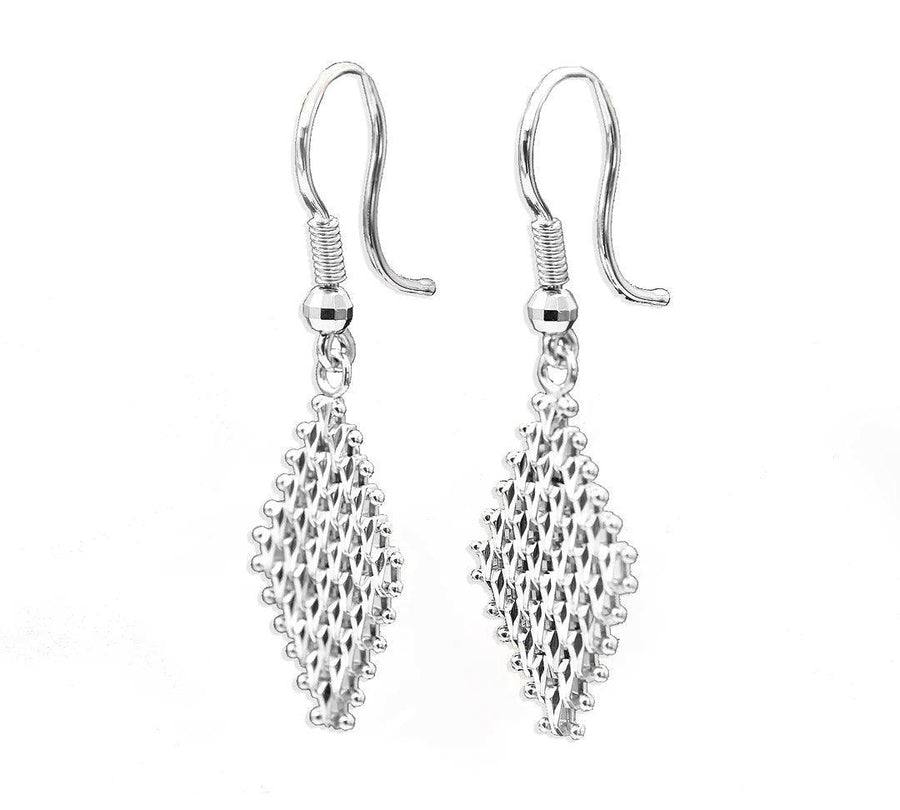 Imperial Silver Lame' Diamond Shape Dangle Earrings