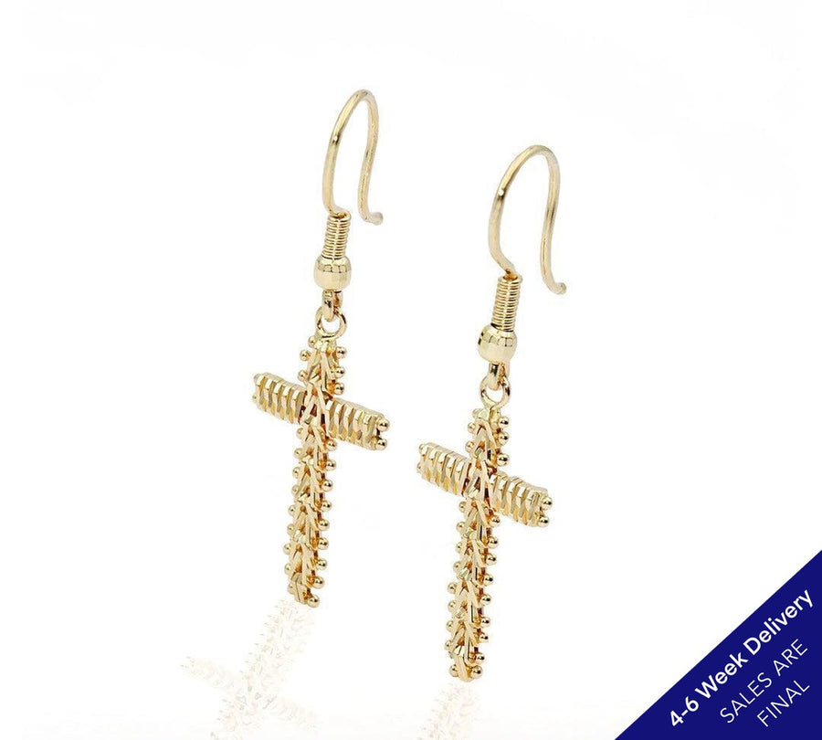 14K Imperial Gold Cross Dangle Earrings | | CUSTOM MADE TO ORDER