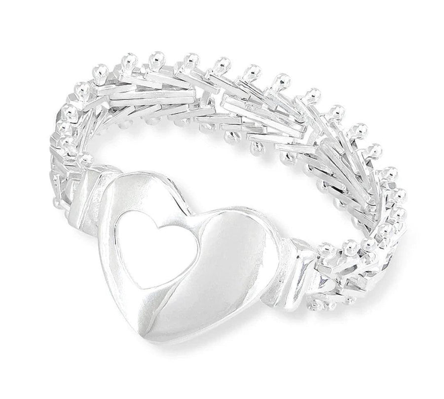 Imperial Silver Heart Flexible Mesh Band Ring