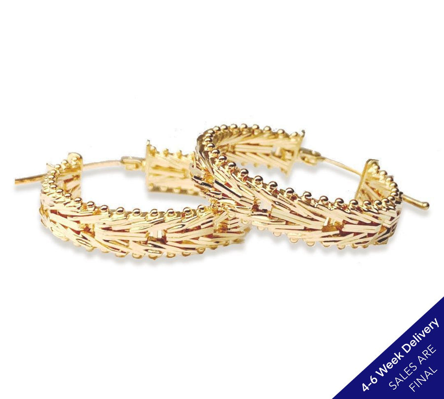 Imperial Gold One Row Mirror Hoop Earrings, 14K | CUSTOM MADE TO ORDER