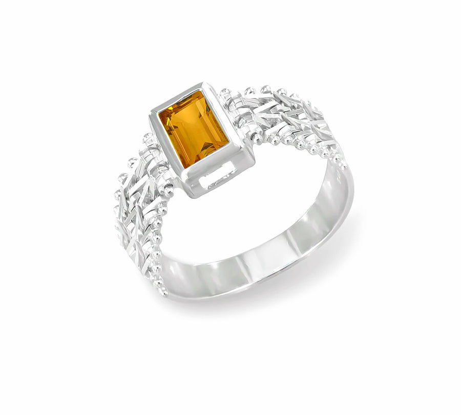 Imperial Silver Wheat Gemstone Ring