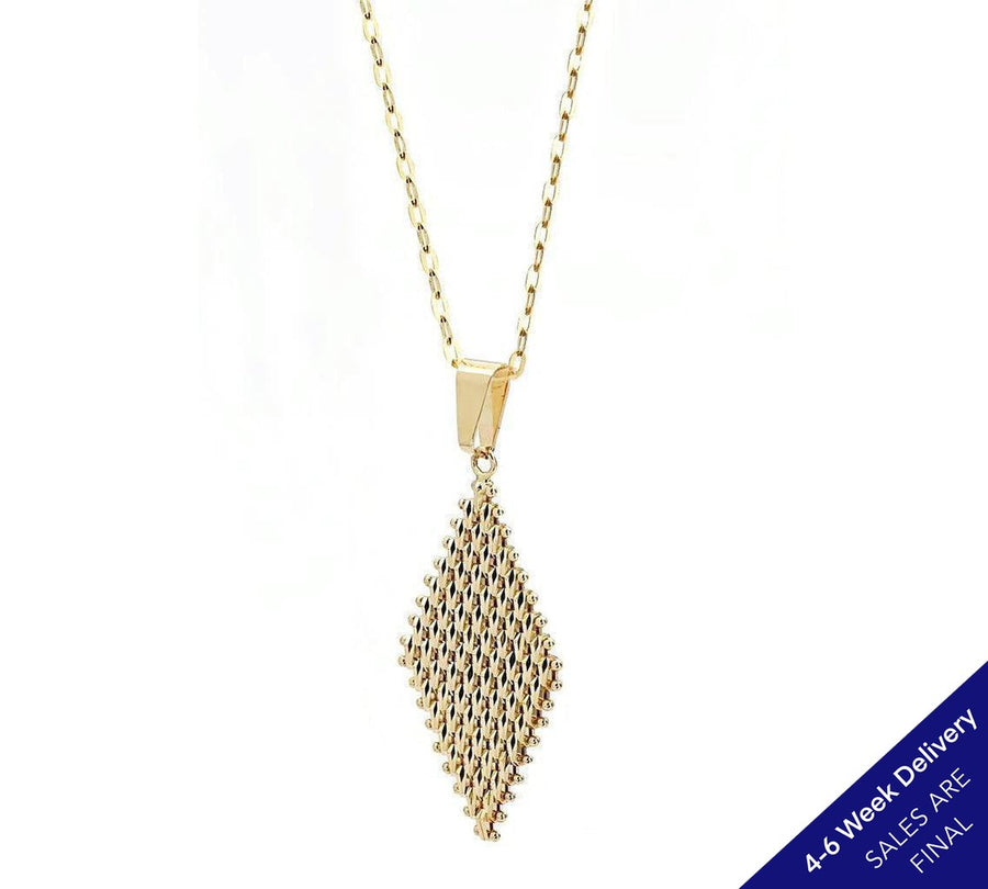 14K Imperial Gold Diamond Shape Lame' Pendant with 18" Chain | CUSTOM MADE TO ORDER