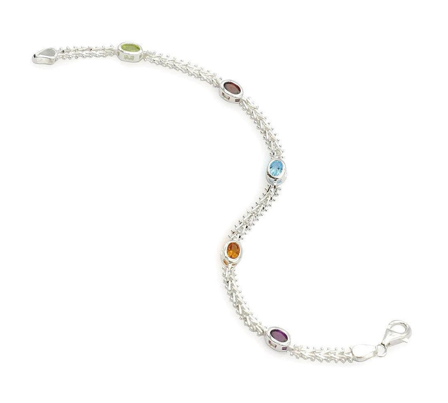 Imperial Silver Wheat Gemstone Bracelet with Lobster Claw Clasp