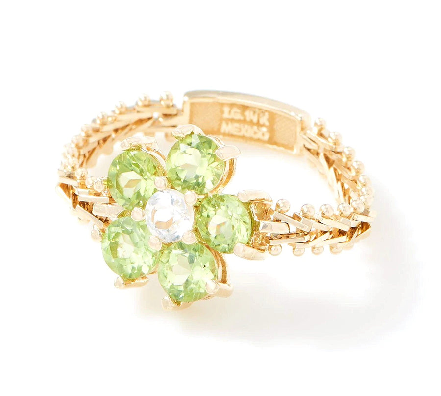 Imperial Gold Gemstone Flower Ring, 14K Gold