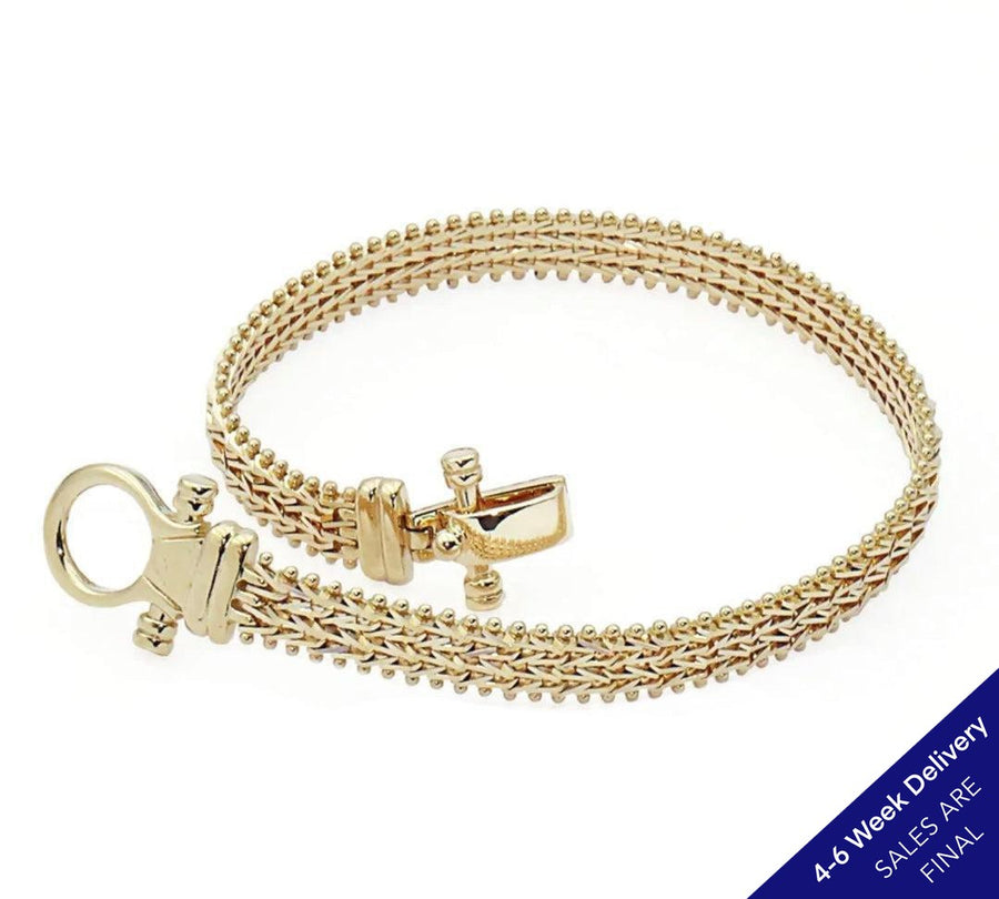 14K Imperial Gold Wheat Bracelet with Buckle Clasp | CUSTOM MADE TO ORDER